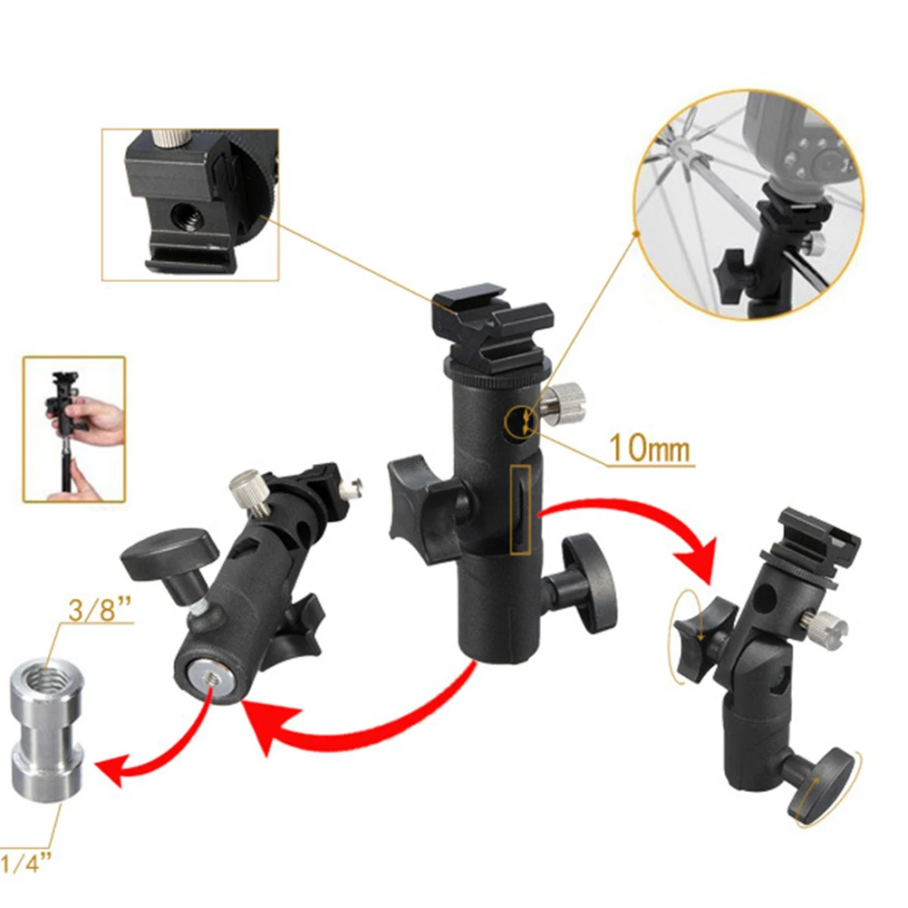

2Pcs Dslr Camera Flash Bracket Metal Light Stand Bracket with 180 Adjustable Joint Flash Holder Stand for Tripod Mount