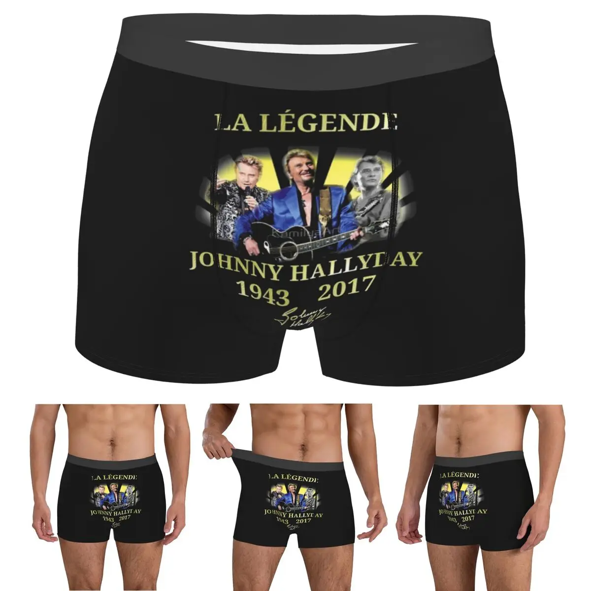 

Трусы-боксеры, шорты в стиле рок, Джонни Холлидей, мужские трусы, удобное нижнее белье для мужчин, подарки бойфренду