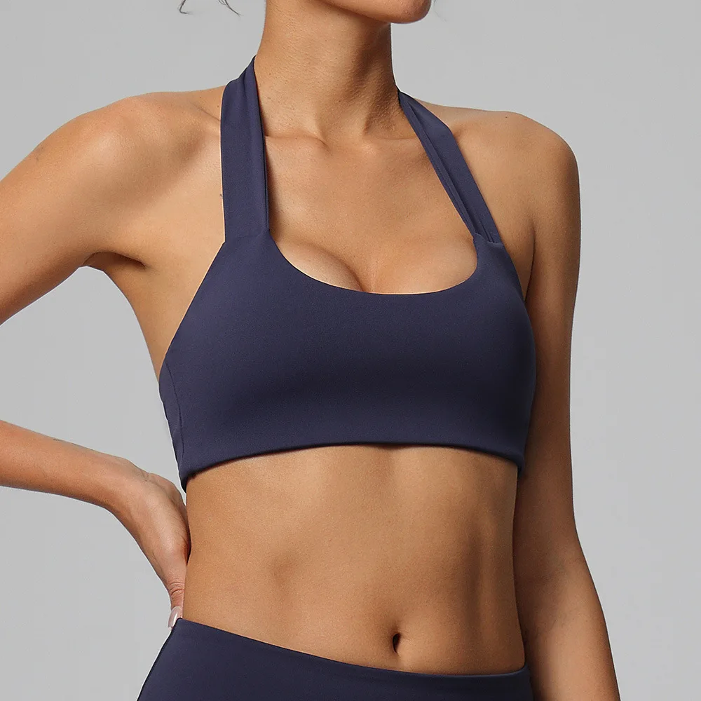 Sports Bra Women Fitness Vest Yoga Tank Sportswear Halter Top High Support Push-up Open Back Gym Wear Running Workout Underwear 3