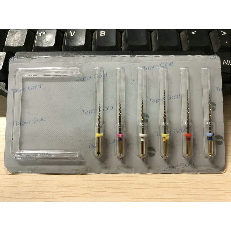 Dental SUPER FILES Golden Endo Taper Gold Heat Activated Canal Root Files SX-F3 Can Bend for Preparing Root Canal Treatment