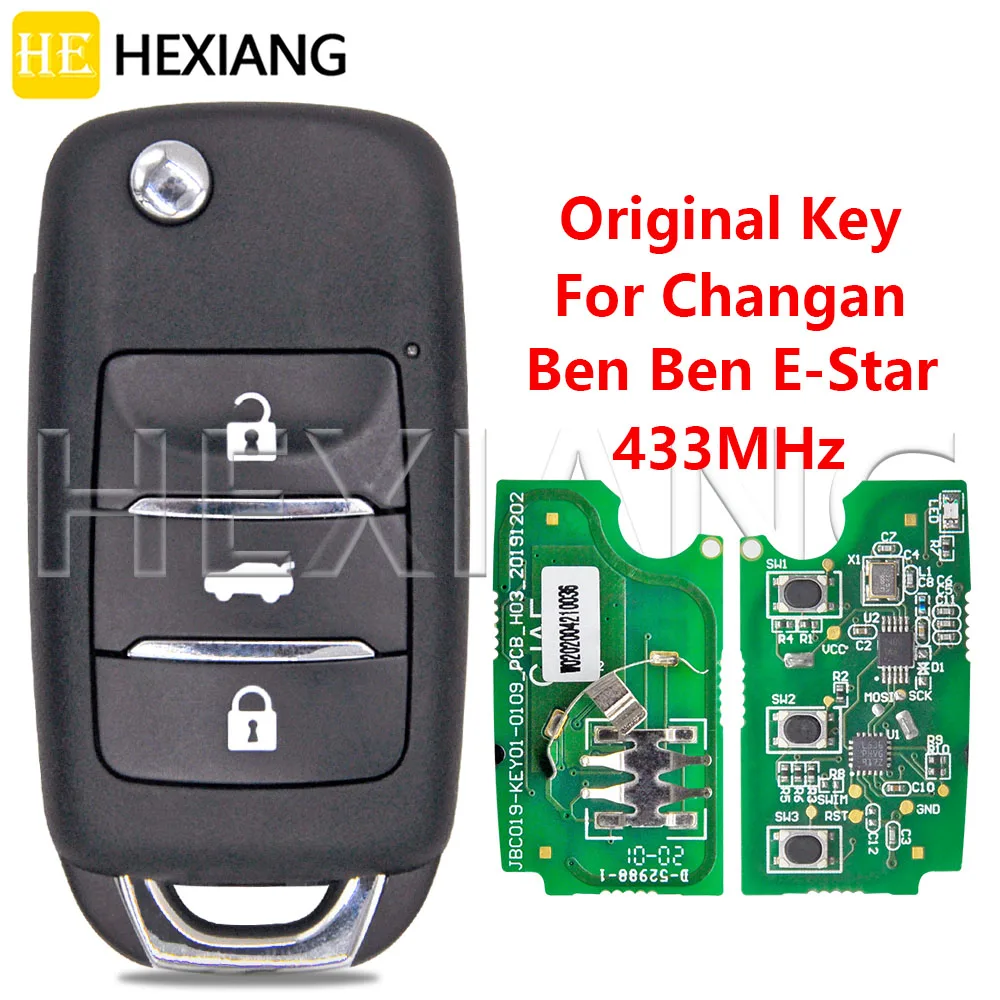 DR เดิม 3 ปุ่ม 433MHz PCB สีเขียวพลิกรีโมทคอนโทรล Key Fob สําหรับ Changan Benben E-STAR