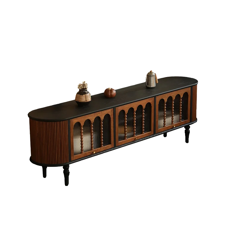 

Old money style retro French color blocking TV cabinet Nanyang style living room audio-visual cabinet solid wood