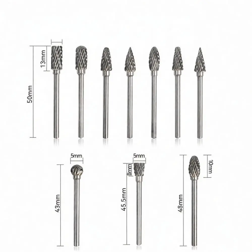 For Ruichi Tungsten Steel Rotary Burr Bit Metal Grinding File Head Engraving Cutter Tool Accessory For Die Grinder Tool
