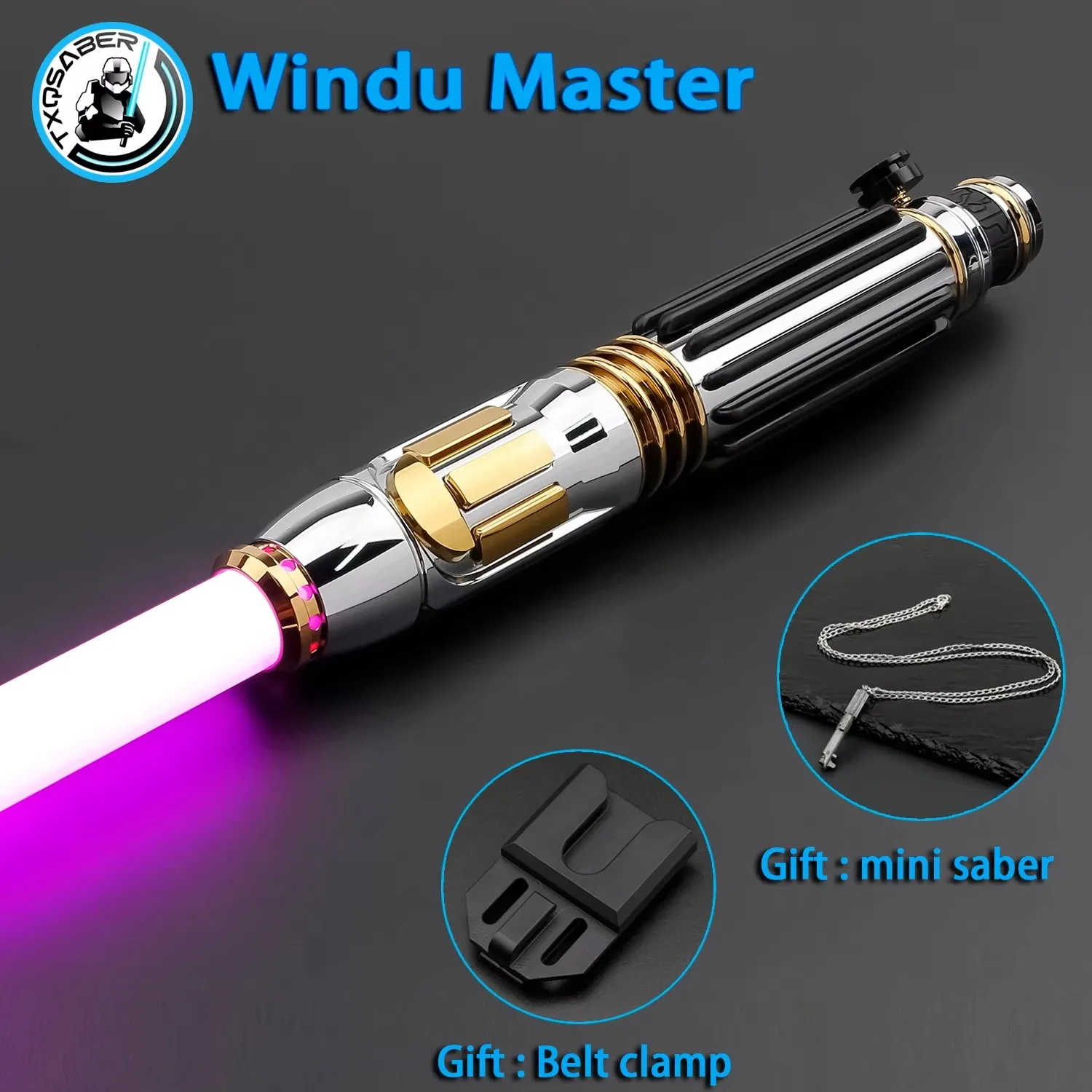 TXQSTUDIO Lightsaber Master Windu Metal Hilt RGB For Dueling NeoPixel Sword Smooth Swing For Adult Cosplay Toy