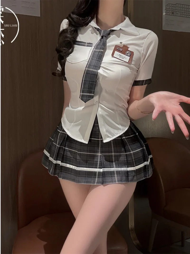 

Романтическая униформа JK, соблазнительные сексуальные комплекты мини-юбок, милый короткий костюм без рукавов с воротником и галстуком, очаровательные элегантные комплекты юбок J6GD