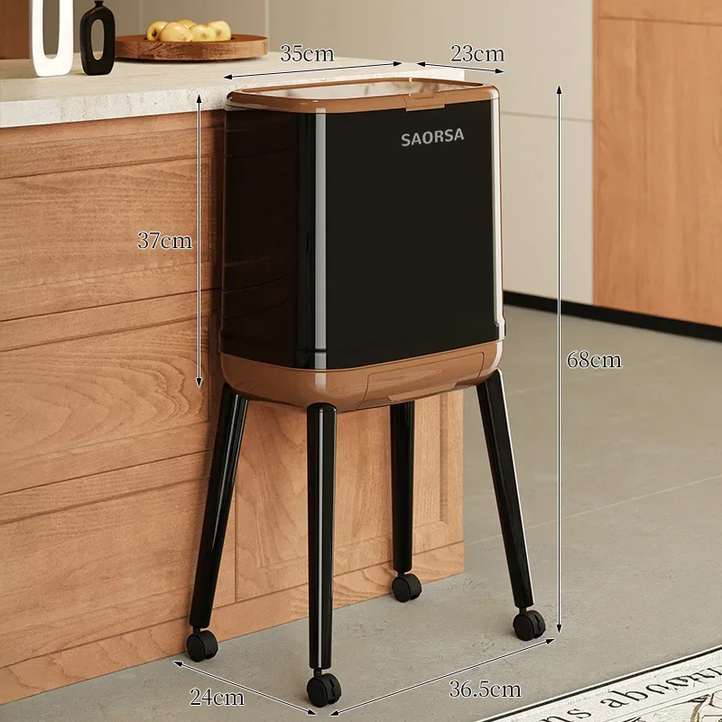 Trash Can Kitchen 2025 New Large Capacity with Lid Fashion Press-type No Bend Over Movable Bathroom Living Room Trash Can