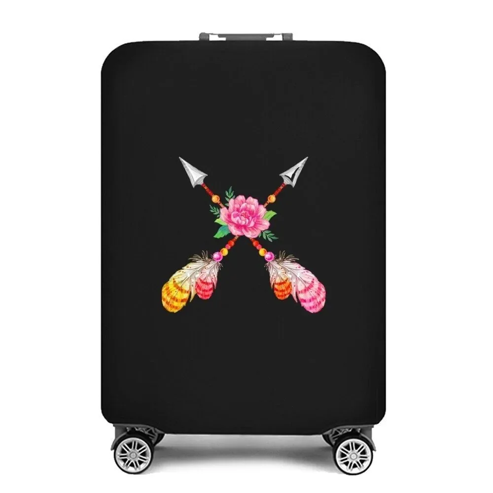 Boho Arrow Feather Floral Print Luggage Cover Elastic Suitcase Protector Dustproof Anti Scratch Travel