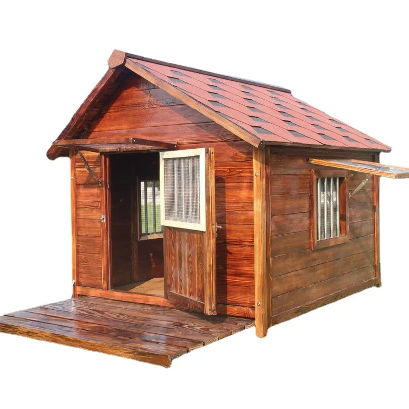 

Outdoor Solid Wood Large Dog Golden Retriever Small Medium Dog House Villa Four Seasons Dog House One Piece Dropshipping