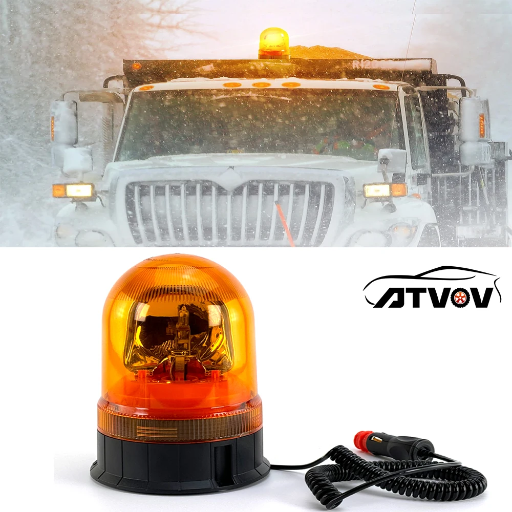 ATVOV 12V 24V Magnetic Strobe Light Flashing Beacon Rotating Warning Emergency Traffice Alarm Lamp Car Truck Tractor Waterproof