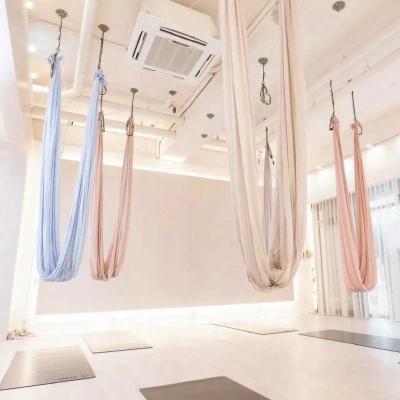 Solid Color One-piece Seamless Fabric 5x2.8m Aerial Yoga Hammock Anti Gravity Micro Elastic Silk Suspension Set Equipment