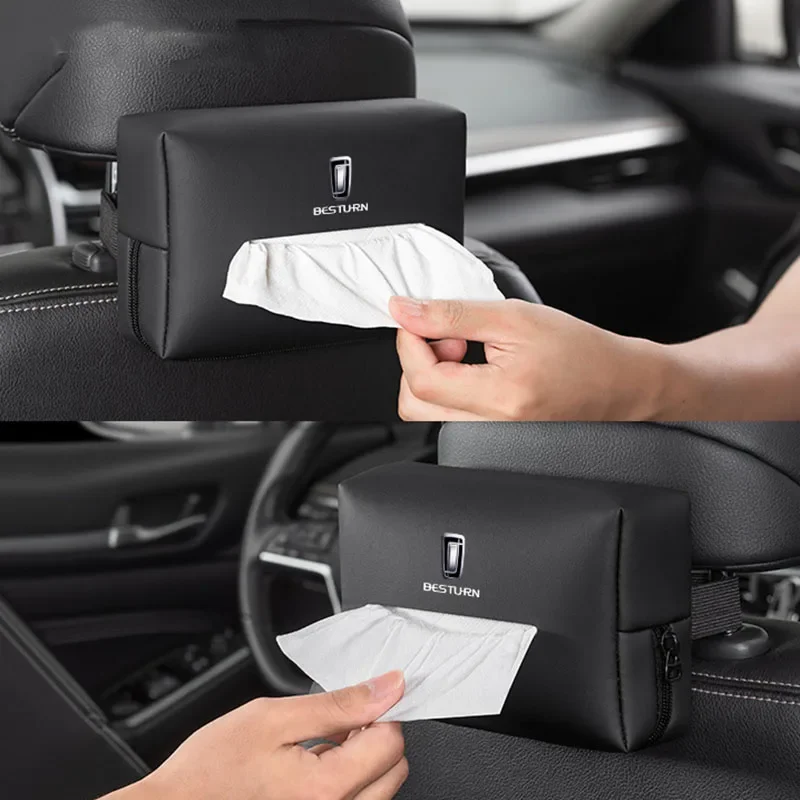 Car Tissue Box Holder Backseat Tissue Case with Fix Strap For BESTURN BESTUNE B70S T99 T55 T77 T33 NAT Auto Interior Accessories