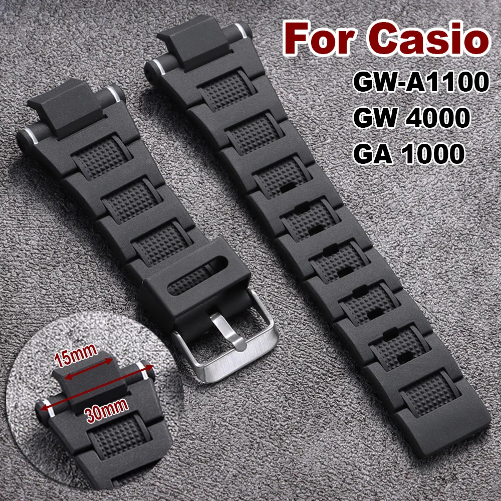 Rubber Silicone Watch Strap for Casio for GW-A1100 ‌GW-4000 ‌GA-1000 Resin Watch Band Black Replacement Bracelet Accessories