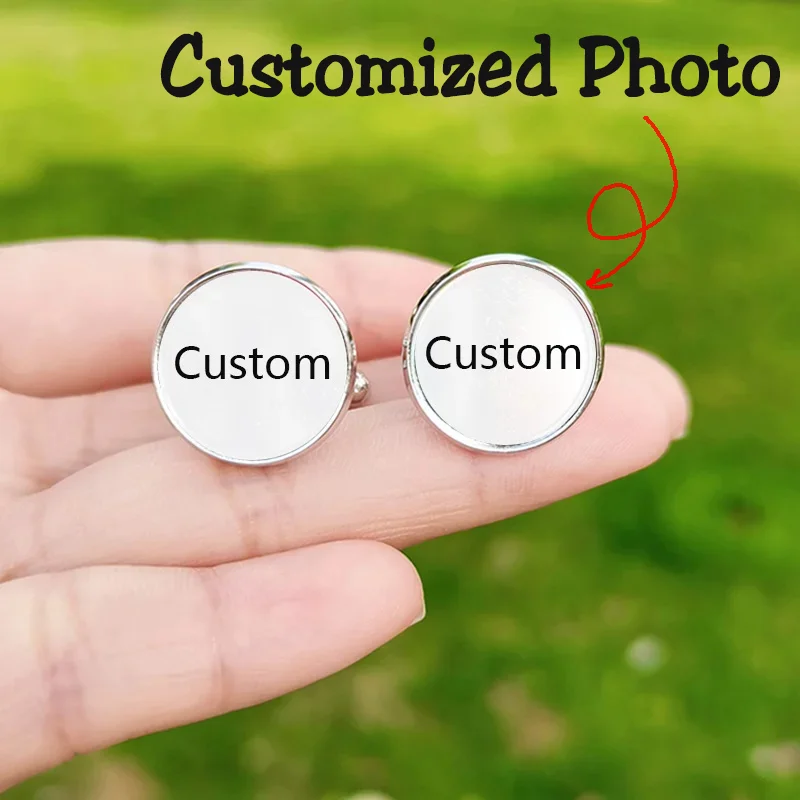 Personalized Photo Cufflinks for Groom Stainless Steel Custom Logo Cufflinks for Men Wedding Groom Best Man Initial Jewelry Gift