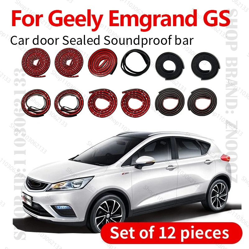 

For Geely Emgrand GS Car Door Seal Strip Rubber Double Layer Sealing Protector Soundproof Strip Dustproof Seal Strip 12PCS Set