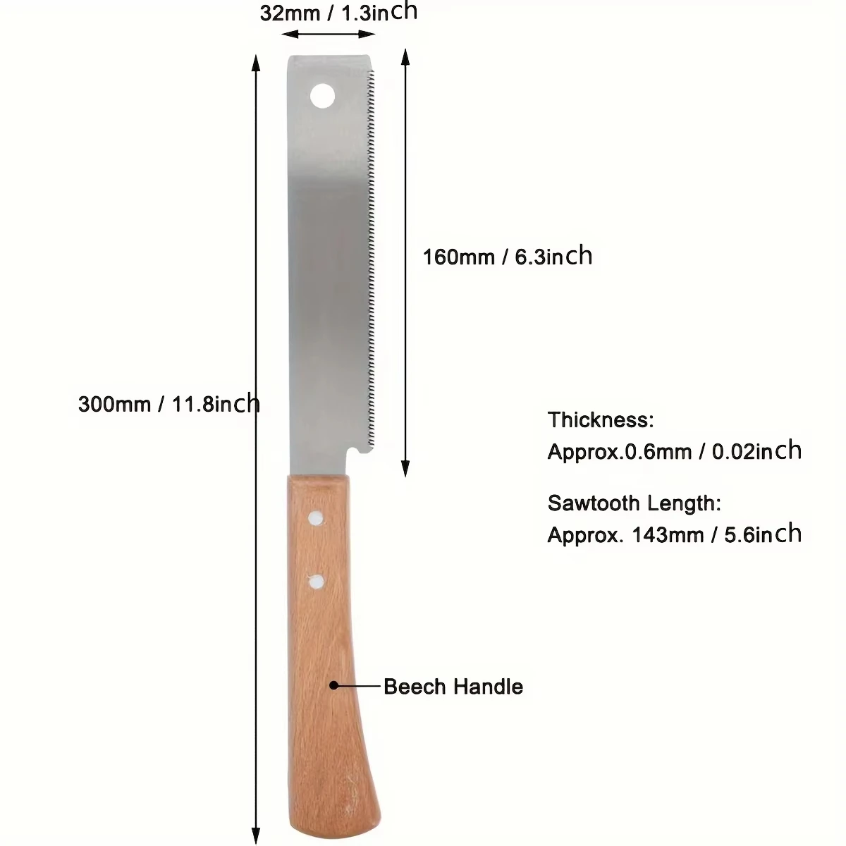 12 Inch Small Hand Saw, Flush Cut Saw Woodworking Hand Saw Wooden Straight Handle Single Edge Pull Saw Trim Tool for Household image 6