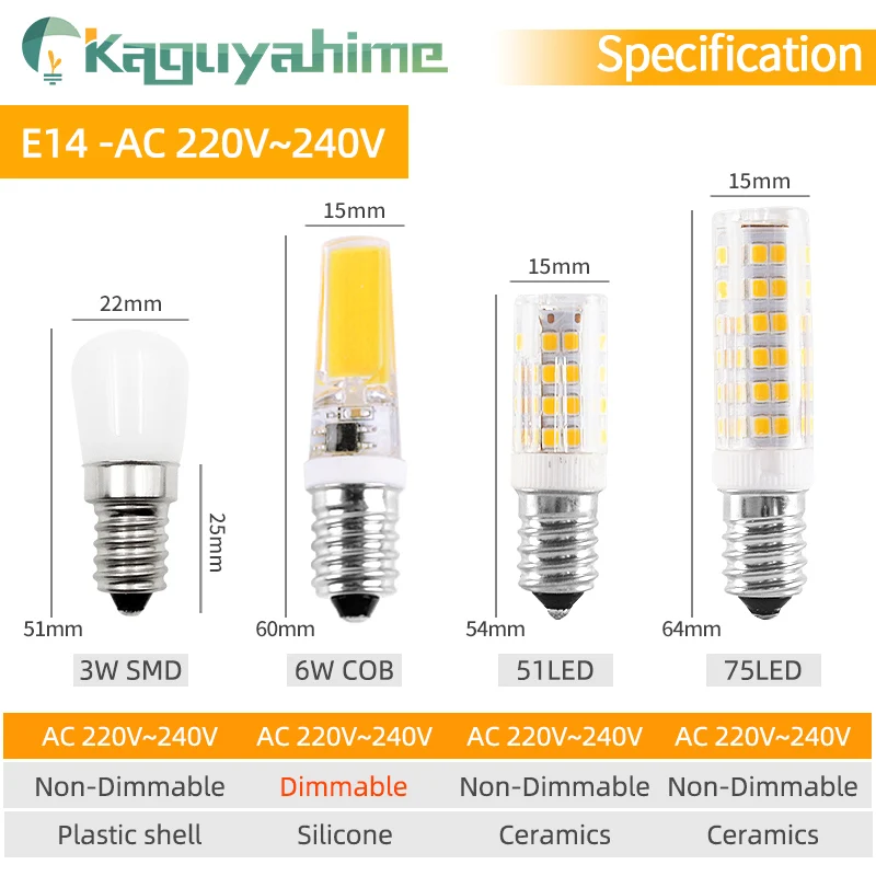 =(K)= 2pcs E14 LED Fridge Light Bulb 2W Refrigerator Light AC220V  Bulb 2835 SMD Corn Lamp For Freezer sewing machine Lighting