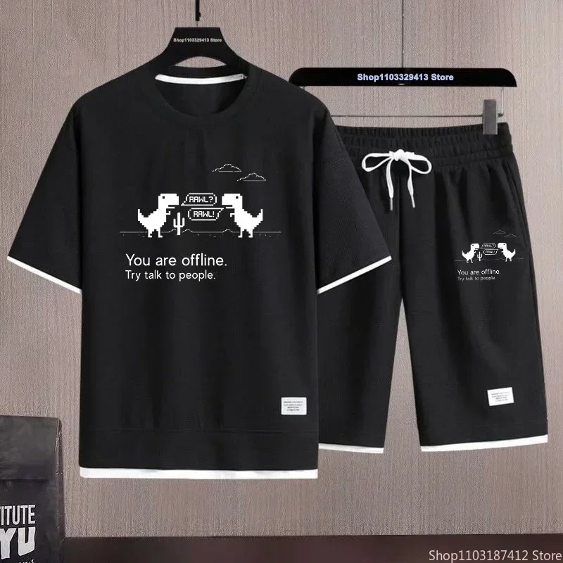 

Summer 2025 M-3XL sportswear, printed trend set with two pieces of sportswear and shorts outdoor sports travel leisure set