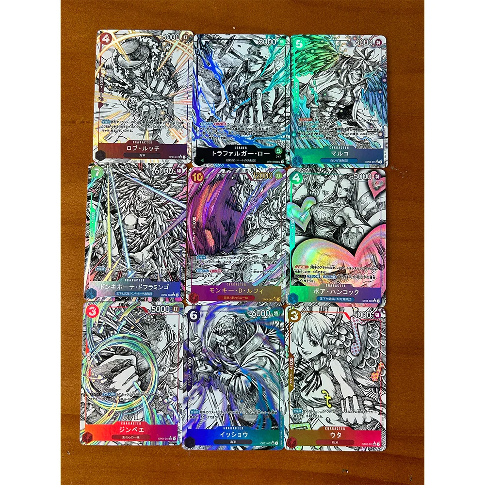 One Piece DIY Refractive glitter collectible card with foil stamping texture Shanks Luffy Hancock Nami Zoro Bucky Holiday gifts