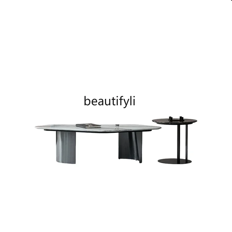 

A16 Italian Minimalist Special-Shaped Marble Designer Model High-Grade Irregular Shape Tea Table Combination
