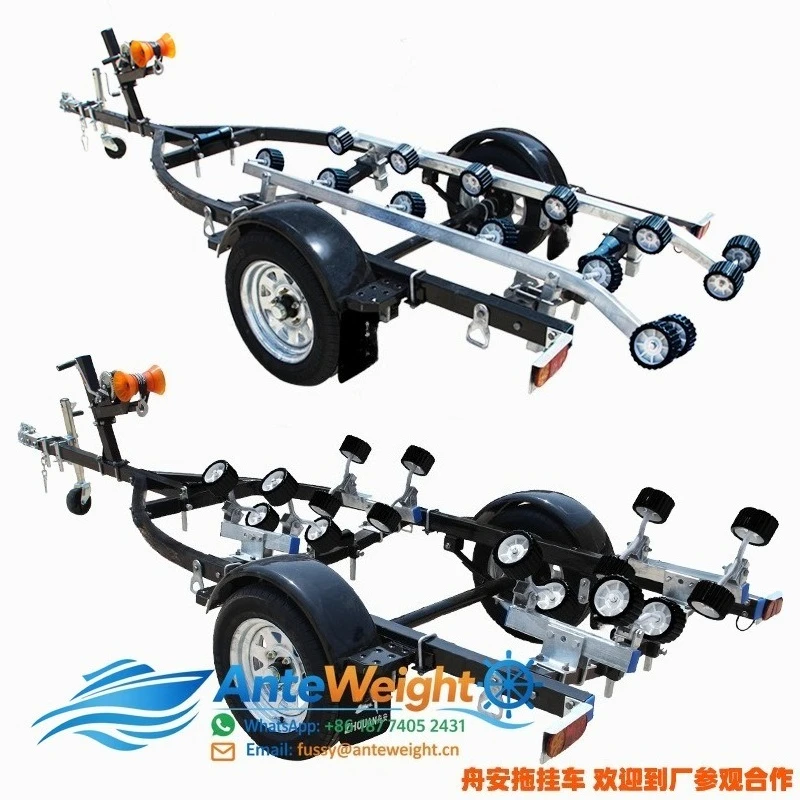 Black Powder-Coated Jet Ski Trailer, Fishing Boat & Kayak Trailer | Inflatable Dinghy & Rubber Boat Transport Dolly