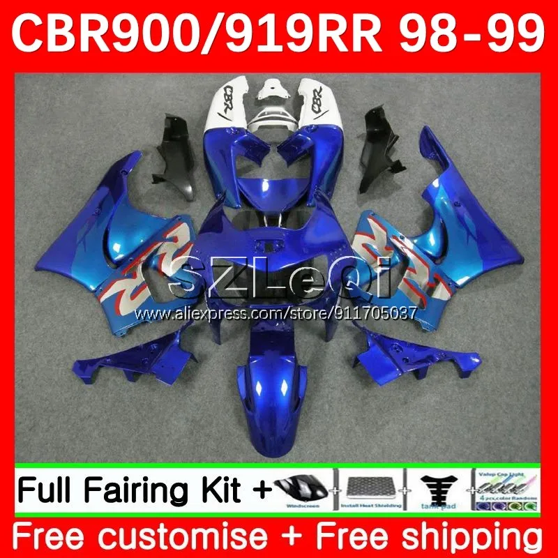 Bodywork + Decal For HONDA CBR 919RR 900 919 CC CBR919RR 46No.31 CBR900 Glossy blue CBR919 RR 98 99 CBR900RR 1998 1999 Fairing