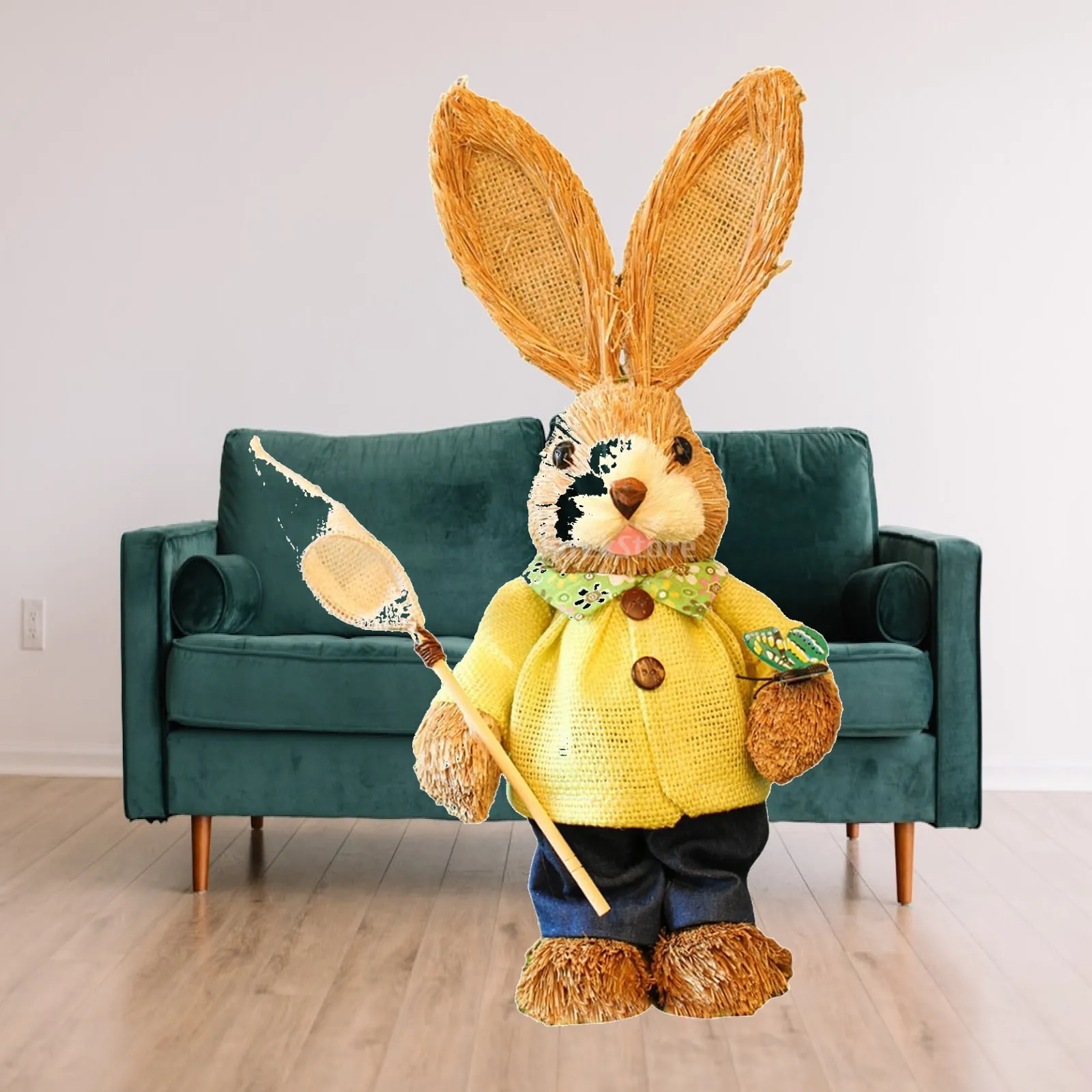 Straw Bunny Figurine DIY Material Pack Easter Decoration Creative Activities