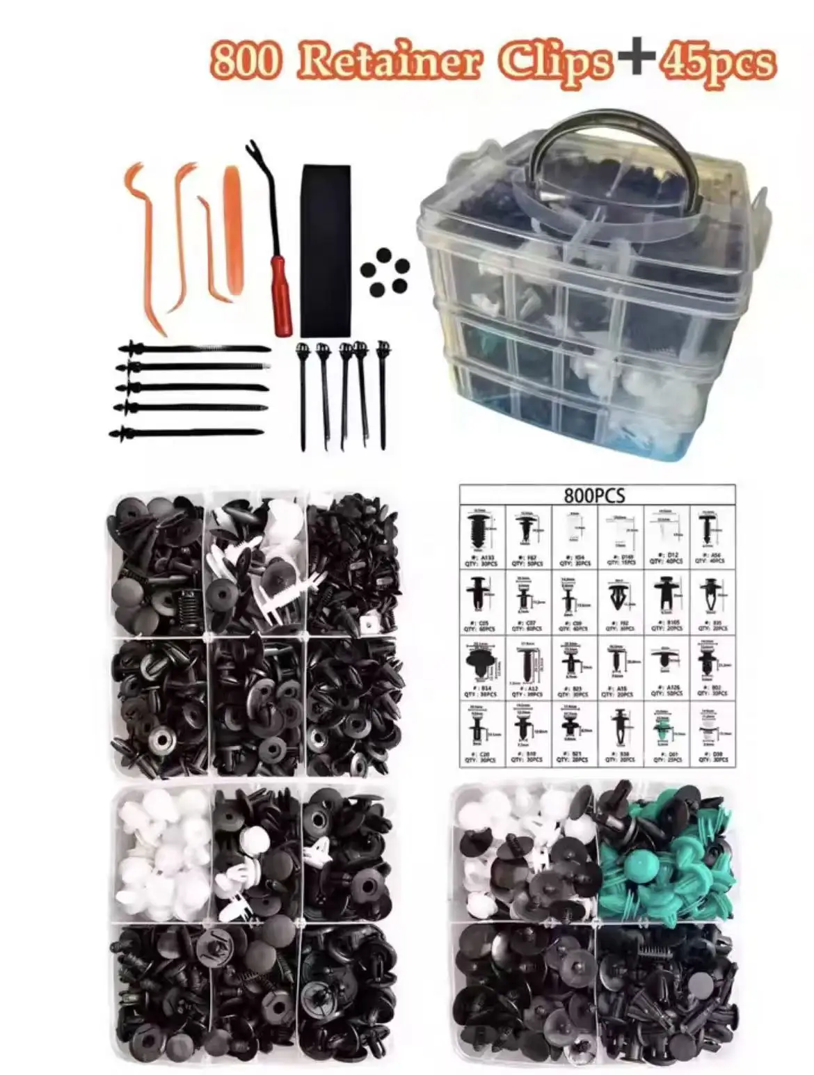 845PCS Car Plastic Fastener Clips Mixed Size Auto Clips With Complete Tools For Bumper Door Trim For Car