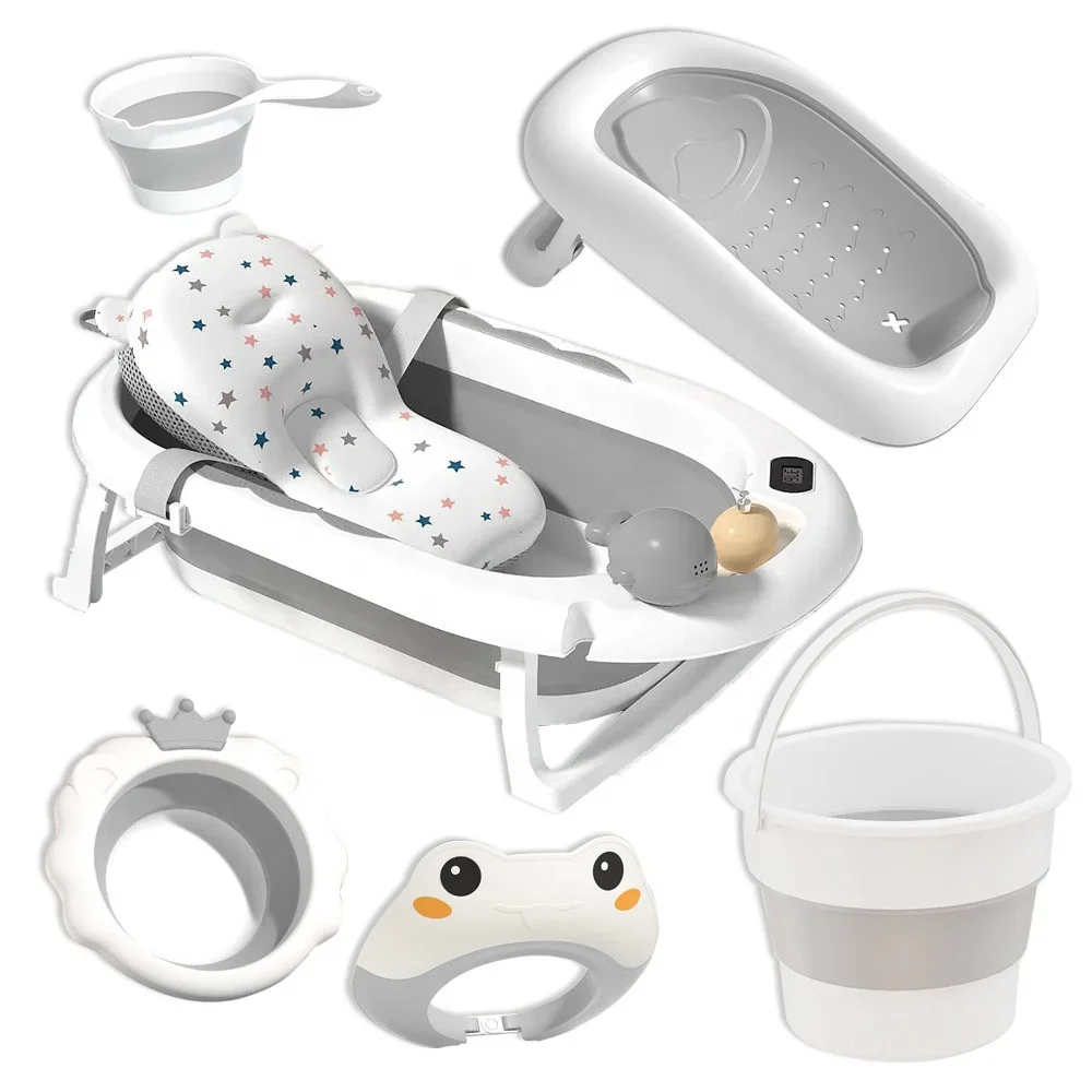 Baby Bath Products Bathroom Tubs In Travel For children Babies shower Bath Tubs cap bucket cup rack Basins set Pp Baby Bathtub