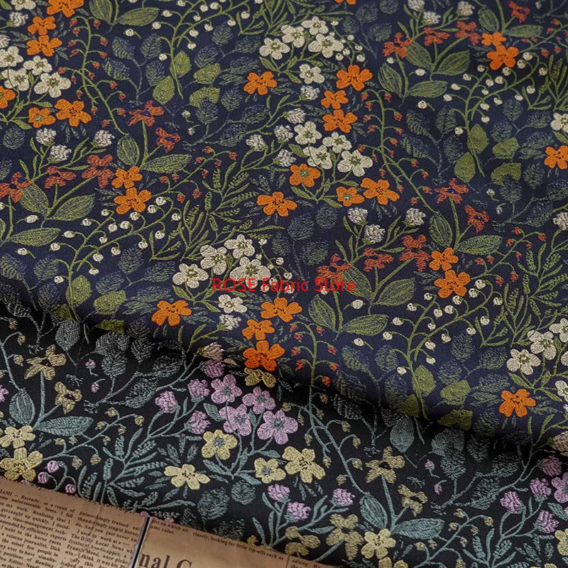 1 Meter Pastoral Style Floral Yarn Dyed Jacquard Fabric Spring Autumn Elegant Retro Dress Bag Diy Sewing Fabric