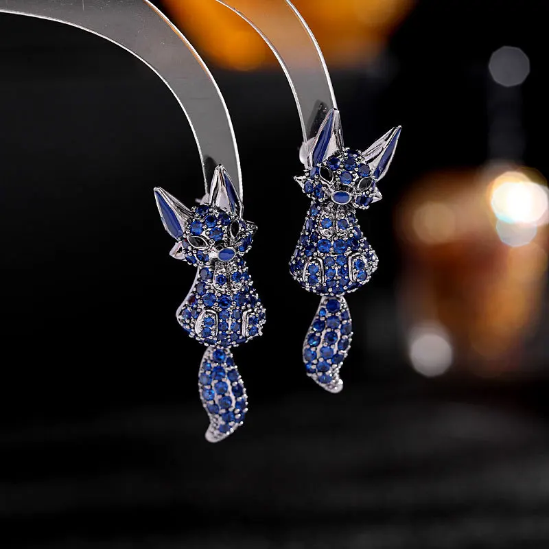 Bilincolor Personalized Design Cute Zircon Cartoon Little Fox Earrings  for Women