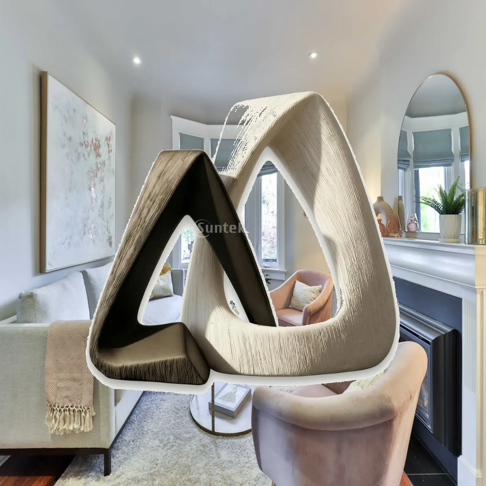 Contemporary Geometric Sculpture Matte Ceramic Abstract Statue Decor Figurine for Living Room Table Modern Art