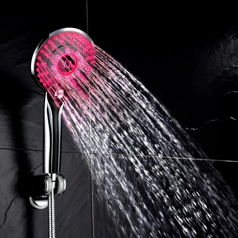 Temperature Sensor Colorful LED Shower Head Water Power Battery Free 3 Colors Led Faucet Automatically Color-Changing Handheld