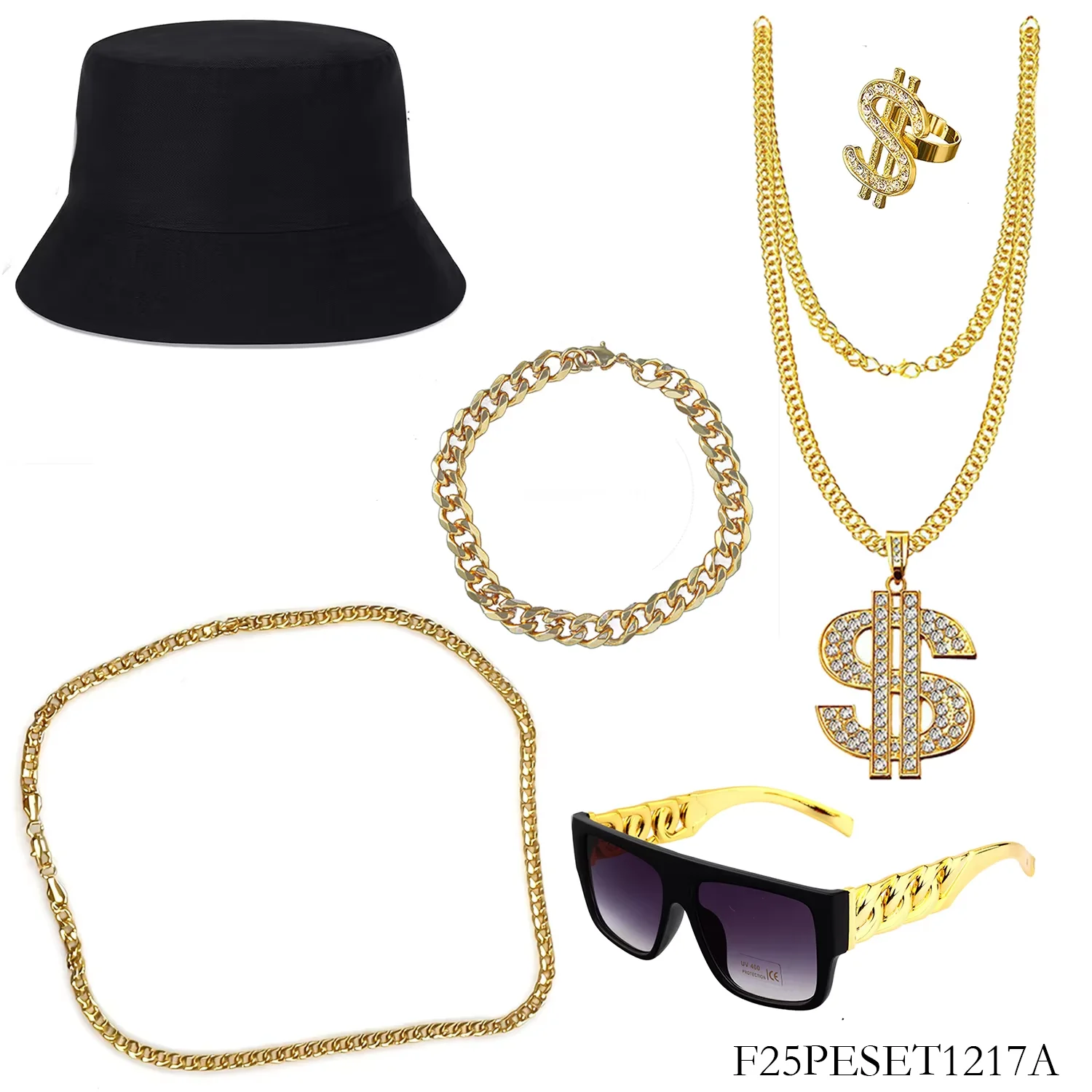 PESENAR Conjunto de ropa y vestido de mujer, conjunto de ropa de hip-hop, accesorios de rapero de los años 90