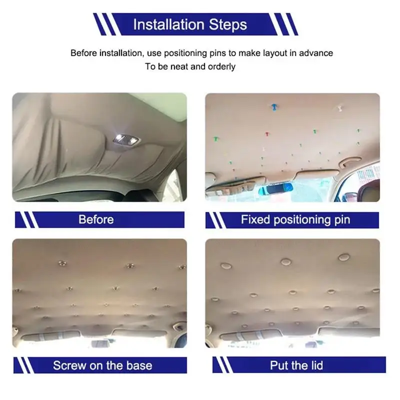 10/30/60Pcs Buckles Roof Interior Car Headliner Ceiling Cloth Fixing Screw Care Fabric Buckle Rivets Retainer Cap