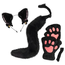 Halloween Cats Costume Set per ragazza Cosplay, Halloween Cats Costume accessori con fascia, coda, guanti 3 pezzi