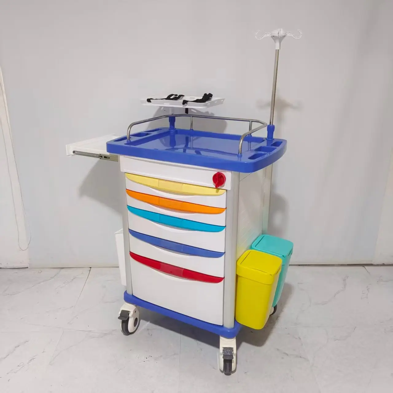 ABS Medical Storage Cart with Universal Wheels, Easy to Clean Plastic Utility Trolley for Dental Office and Laboratory