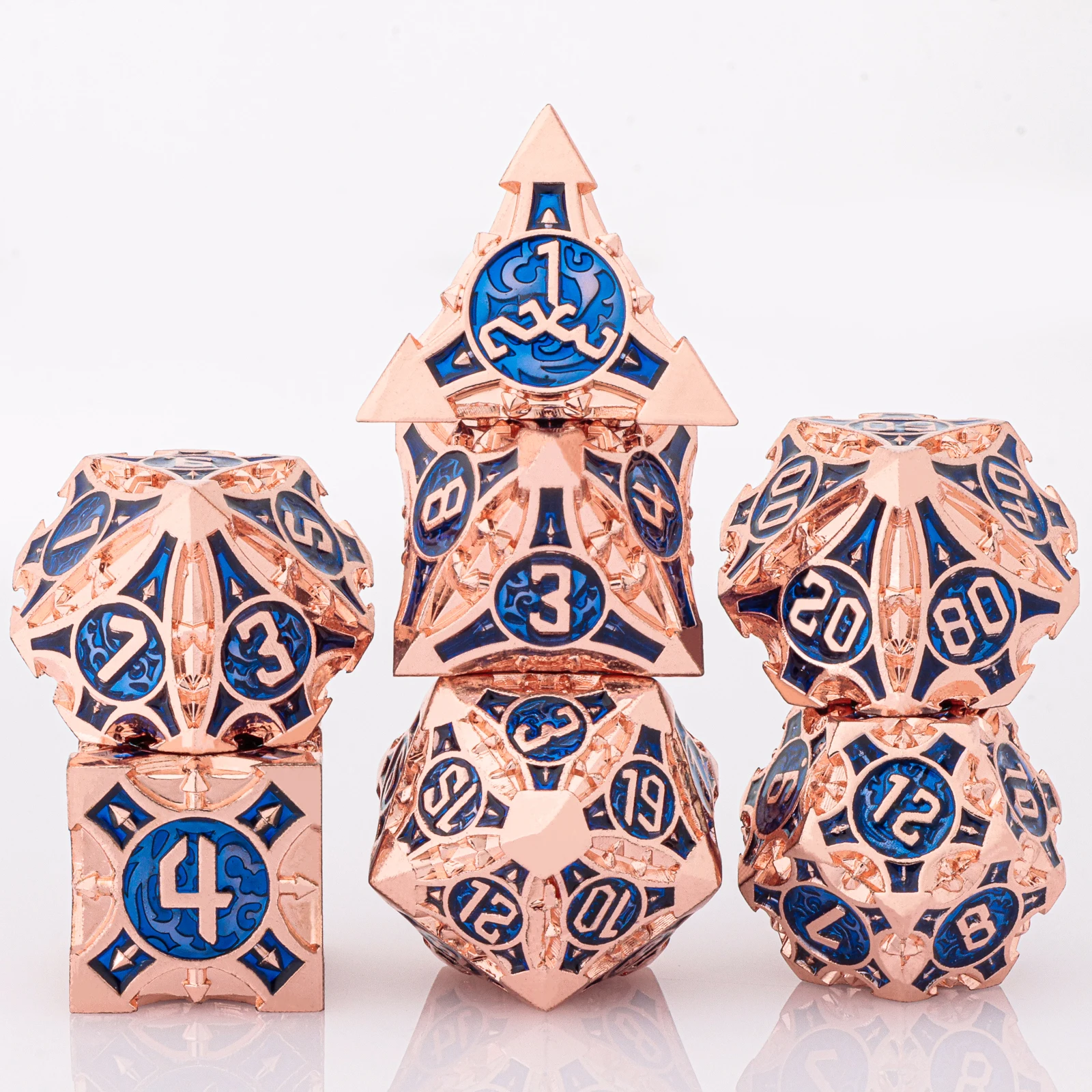 DnD Skull&Dragon metalen dobbelstenen set, metalen scherpe rand dobbelstenen voor kerkers en draken, polyhedrale dobbelstenen voor tafelspellen, Dnd metalen dobbelstenen