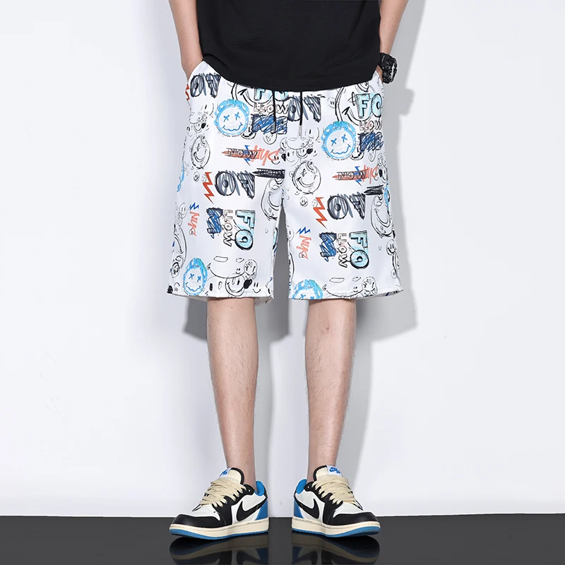 

Summer Thin Men's Floral orts Casual Loose Beach Five-Point Sports Pants Breathable Straight Leg Youthful Faion Trendy