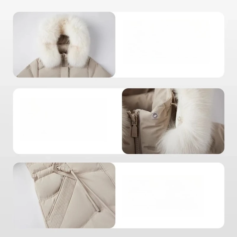 Chericom ロングダウンジャケット女性のための 2025 冬の新作毛皮の襟付きフード付きダウンコート暖かい通勤女性コートエレガント Y309212Y