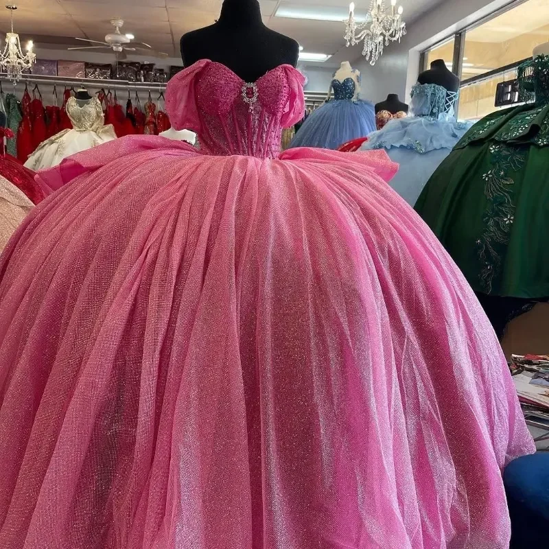 Robe de Quinceanera Rose Rouge Brillante avec Gros Nministériels d, Robes Éducatives, Paillettes, Princesse, Anniversaire, Bal, Off Initiated, 2024