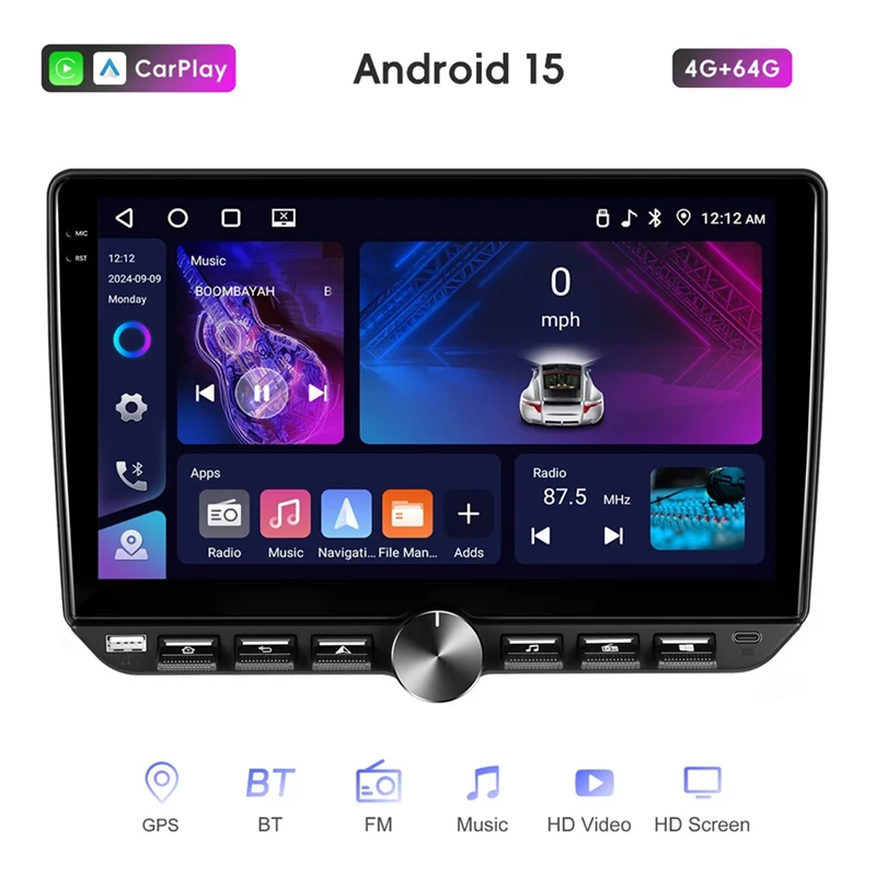 Exquisite Car Stereo Radio 10Inch Universal Android 15 Multimedia Player Wireless Carplay Android Auto FM WIFI Navigation