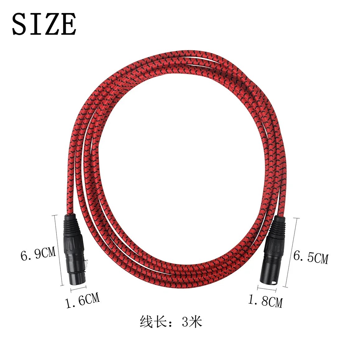 3M Microphone Audio Cable XLR Adapter Metal Snap Noise Canceling Braided Cable for Electric Acoustic Guitar Bass Accessories