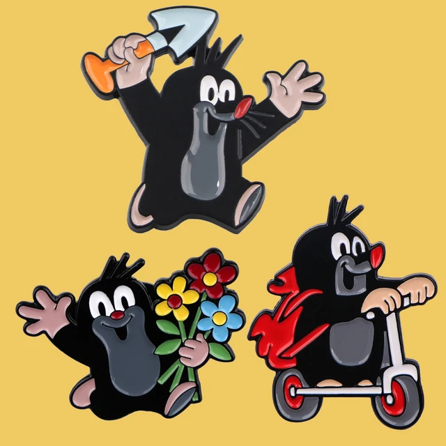 Little Mole metalowe emaliowane szpilki Cartoon broszki ze zwierzętami dla kobiet mężczyzn przypinka do klapy plecak torby odznaki ubrania akcesoria prezent