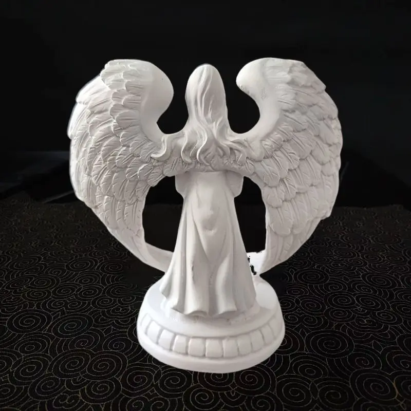 White Praying Angel Statue Angel Wing Figurine Prayer Home Decor Memorial Candle Holder Crystal Ball Base Wedding Home Decor