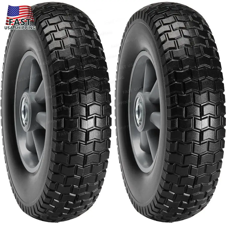 VEVOR Solid PU Run-Flat Tire Wheel 10 inch 2-Pack 180 lbs Dynamic Load 220 lbs Static Load Flat Free Tubeless Tires Wheels for