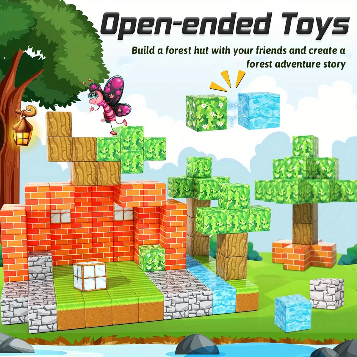 บล็อกแม่เหล็กสําหรับเด็ก - ของเล่นสร้างแม่เหล็ก สร้างโลกเวทมนตร์ของฉันด้วยบล็อกแม่เหล็ก STEM ชุดของเล่นสร้างสรรค์และจินตนาการ