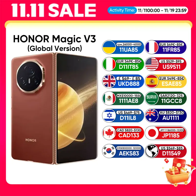 New Honor Magic V3 5G Foldable phone LTPO OLED 120Hz Display 7.92" 50MP Triple Cameras Snapdragon 8 Gen 3 5150mAh 66W Smartphone