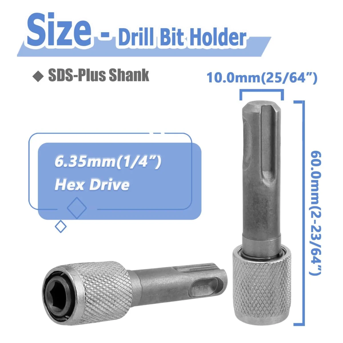 5 Pieces SDS-Plus Shank Drill Chuck Adapters SDS PLUS to 1/4