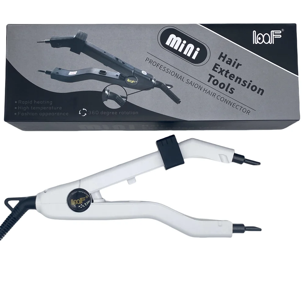 Plugue da ue branco jr609 mini ferro de cabelo preto calor conector de cabelo temperatura controlável ferro de calor kit de ferramentas de extensão de cabelo