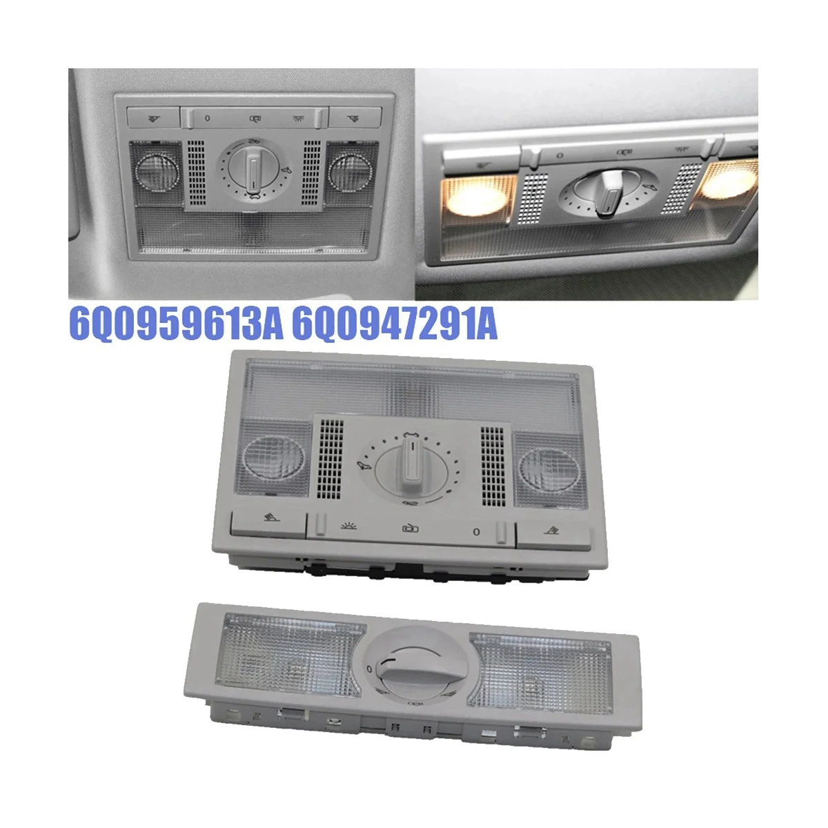 

6Q0959613A 6Q0947291A Front and Rear Dome Light Reading Light Car for Volkswagen Polo 9N 2002-2010 EU Seat Altea